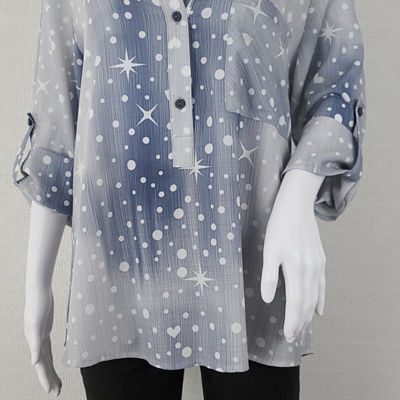 FLORYDAY Heart & Star Print Button Up Top - Picture 4 of 13